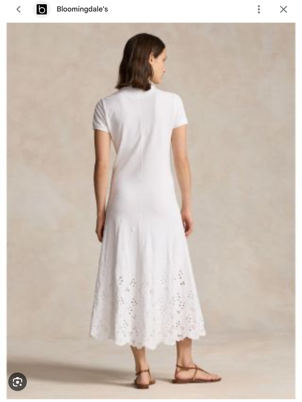 Polo Ralph Lauren Eyelet Detail Short Sleeve Stretch Cotton collared white Dress - Picture 4 of 15